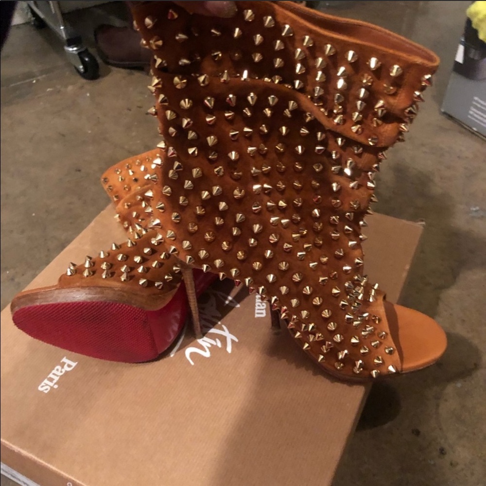 Christian Louboutin Guerilla Spiked Boots Fauve
